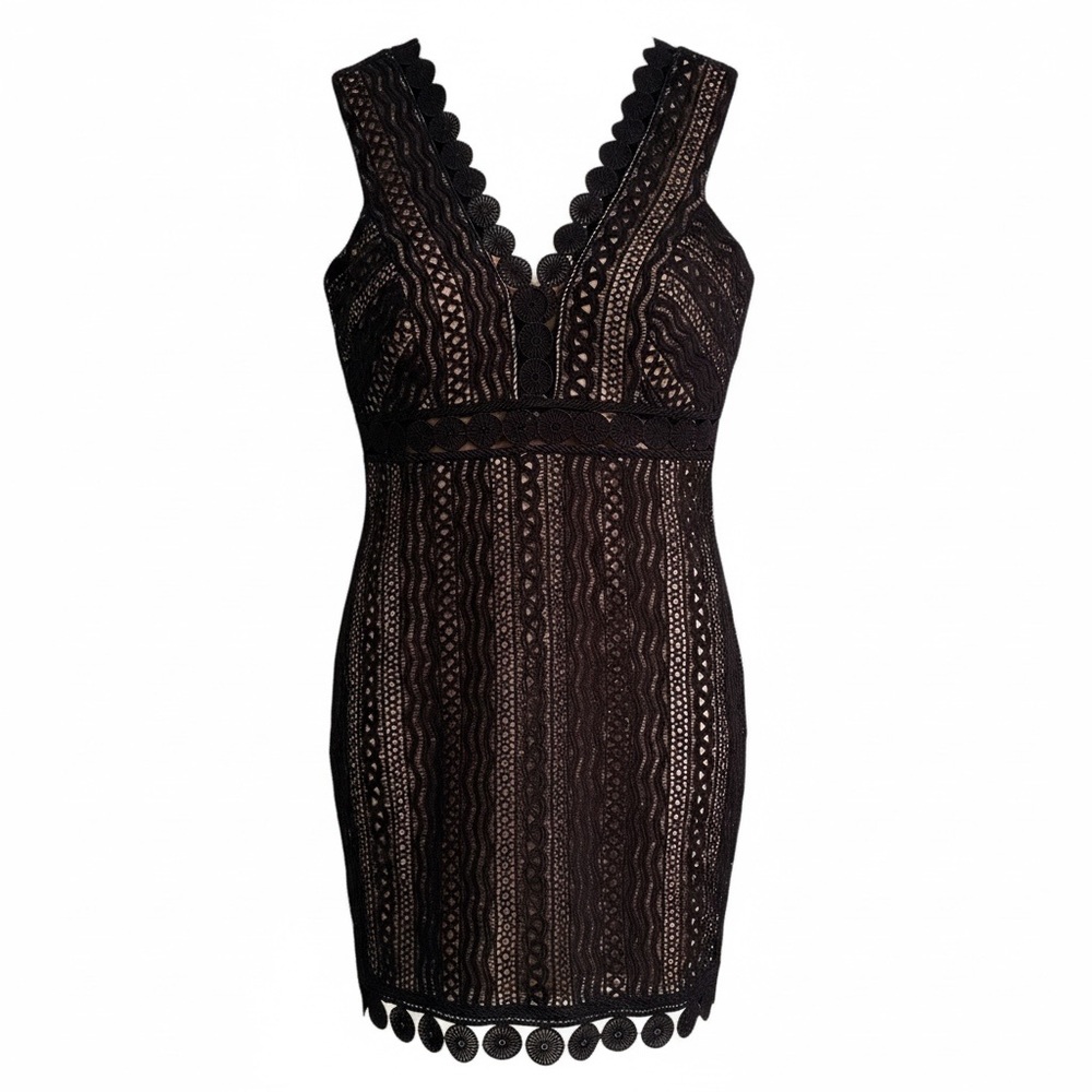 Lush Black and Beige Lace Dress